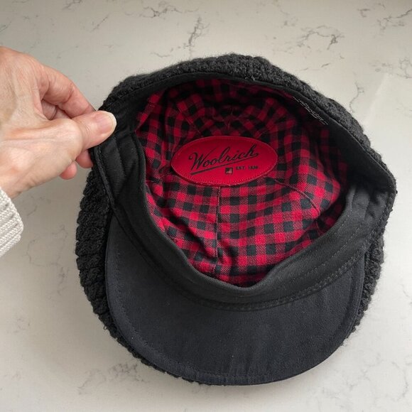 Woolrich The Original Outdoor Clothing Co Newsboy Honeycomb Knit Hat Black Sz M - Picture 2 of 8